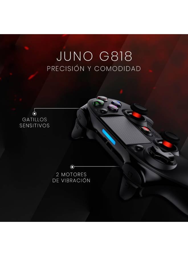 ريدراجون G818 JUNO Bluetooth Gamepad , Joystick with Dual Vibration, Harrow, for Windows PC, PS3, Playstation, Android, Xbox 360 (Black) - Image 3