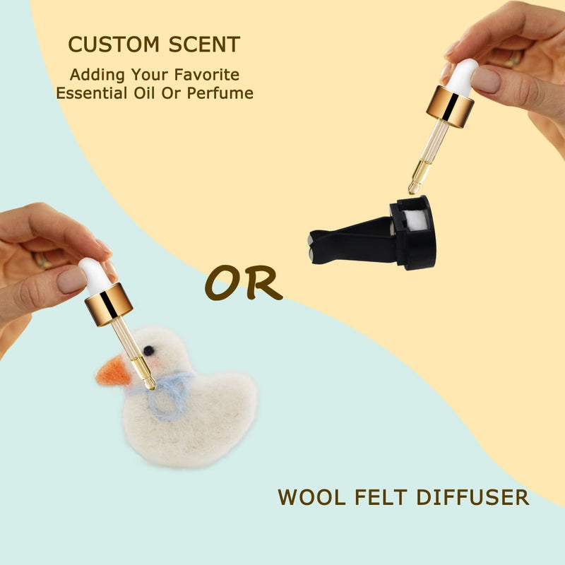 ORIESSE Duck Car Accessories,Wool Felt Car Air Freshener Vent Clips,Refillable Essential Oil Aroma Diffuser,White Duck Decor for Women Teens - Image 4