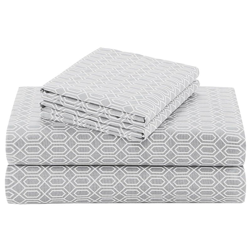 Comfort Spaces 100% Cotton Sheet Set Breathable, Lightweight, Soft with 12" Elastic Pocket Fits up to 14" Mattress, All Season Cozy Bedding, Matching Pillow Case, Twin Diamond Taupe 3 Piece - Image 1