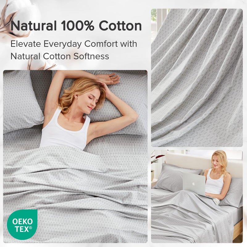 Comfort Spaces 100% Cotton Sheet Set Breathable, Lightweight, Soft with 12" Elastic Pocket Fits up to 14" Mattress, All Season Cozy Bedding, Matching Pillow Case, Twin Diamond Taupe 3 Piece - Image 5