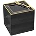 WDF 200PCS Black and Gold Plastic Dessert Plates with Plastic Forks 6 100 Square Disposable Appetizer Plates Small Plate Cake Plate with Gold Rim for New Year - Image 1