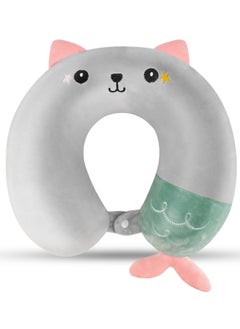 Excefore Travel Pillow for Kids, Cute Animal Neck Support for Children Pillow Memory Foam Airplane Pillow U Shaped Travel Pillow for Airplane Train Car Travel Sleeping Camping, Grey  - Image 1