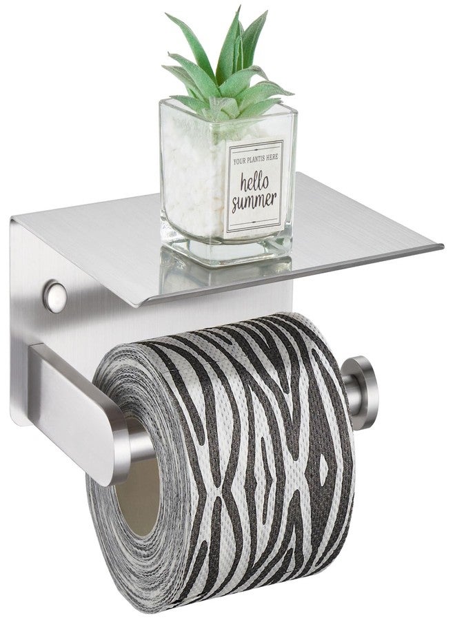 Suyar Brushed Nickel Toilet Paper Holder with Shelf, SUS304 Stainless Steel Wall Mounted Bathroom Tissue Roll Holder - Image 1