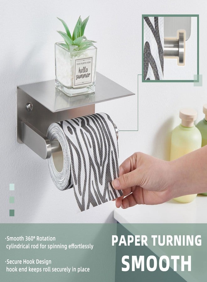 Suyar Brushed Nickel Toilet Paper Holder with Shelf, SUS304 Stainless Steel Wall Mounted Bathroom Tissue Roll Holder - Image 4