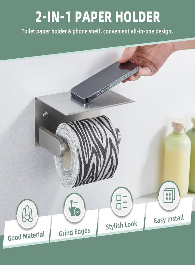 Suyar Brushed Nickel Toilet Paper Holder with Shelf, SUS304 Stainless Steel Wall Mounted Bathroom Tissue Roll Holder - Image 5