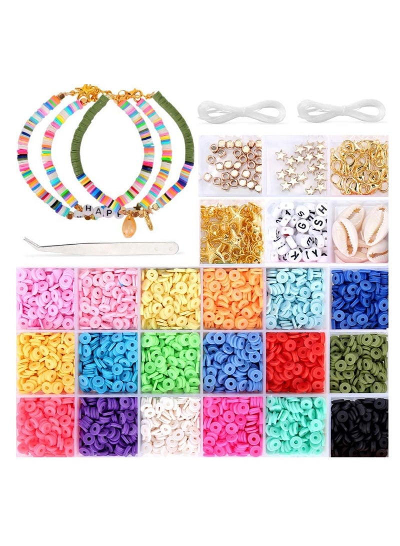 SYOSI Jewelry Making Kit Beads for Bracelets Bead Craft Kit Set 4800 Pcs Clay Beads for Jewelry Making Necklace Earring DIY Craft Kit Gift for Women Wife Girlfriend Adult Kid (6MM) - Image 1