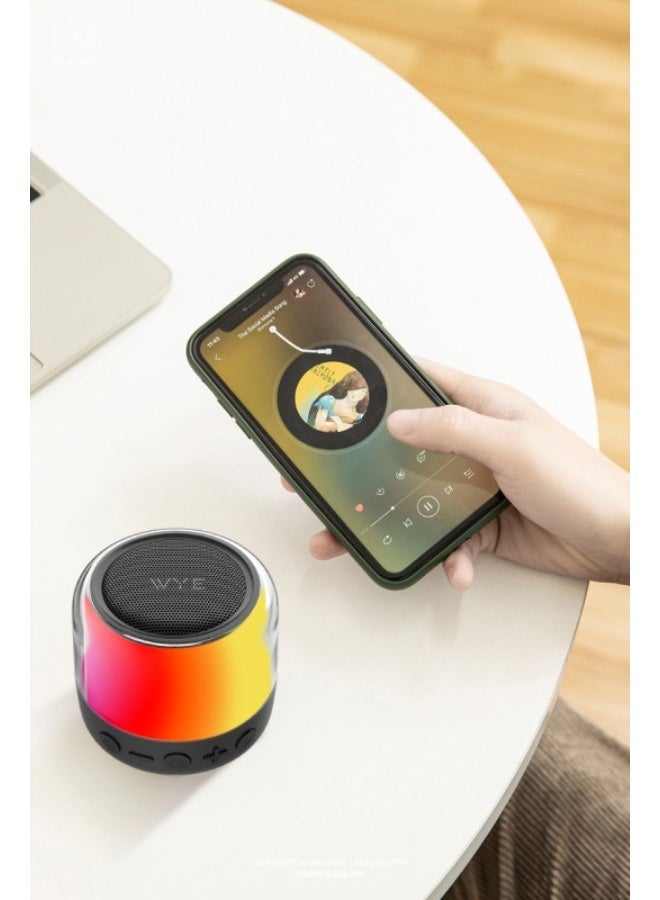 WYE Y-SKR04 Portable Mini Bluetooth Speaker with Dual LED Lights, TWS True Wireless Stereo Pairing, TF Card Player, Deep Bass Sound for Home Travel Outdoor - Image 2