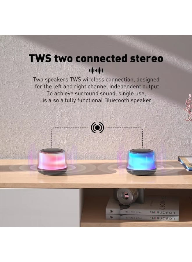 WYE Y-SKR04 Portable Mini Bluetooth Speaker with Dual LED Lights, TWS True Wireless Stereo Pairing, TF Card Player, Deep Bass Sound for Home Travel Outdoor - Image 5