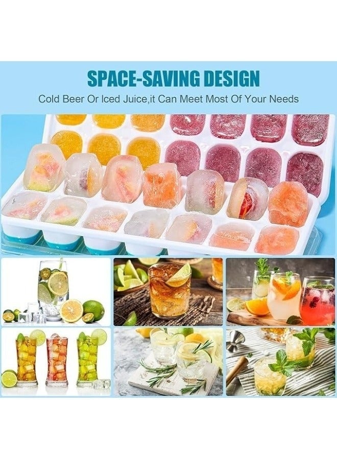 هابي هوم طقم 1 قطعة صواني مكعبات ثلج سيليكون مرنة – كل صينية 21 مكعب ثلج سهل الإزالة، تصميم مقاوم للانسكاب مع غطاء محكم، صواني ثلج قابلة للتكديس للمجمد، متعددة الألوان، مثالية لتجميد الماء والعصائر والمشروبات الباردة للاستخدام اليومي والمنزلي - Image 2