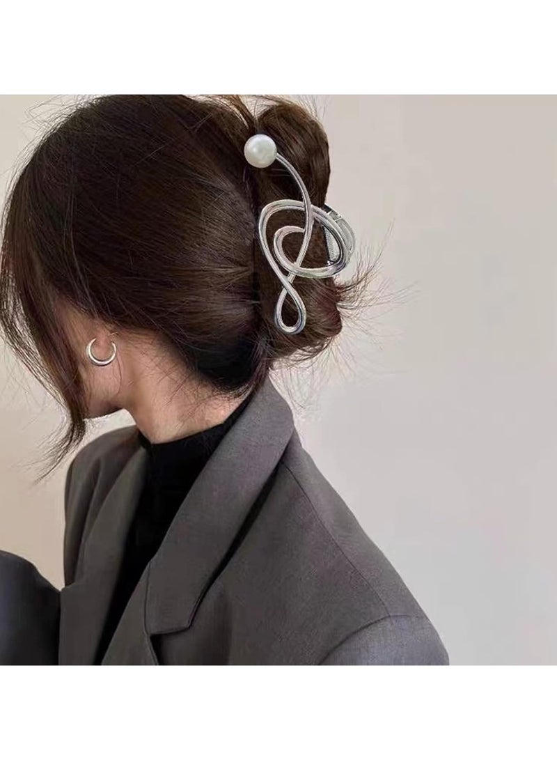 Goolsky 1pc Elegant Minimalist Alloy Musical Note Hair Clip, Big Single Solid Color Hair Barrettes with Pearl Designs - Image 2