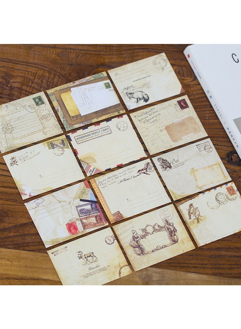 Generic Mini Vintage Envelope, 12Pcs Small Handmade Gift Card Envelopes Holders, for DIY Birthday Party, Greeting Cards, Invitation Tools for Kids Art Craft (12 Different Design)  - Image 1