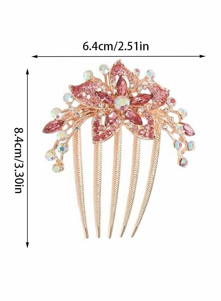 KASTWAVE Rhinestone Hair Combs, 4 Pcs Bridal Wedding Flower Floral Hair Combs - Image 4