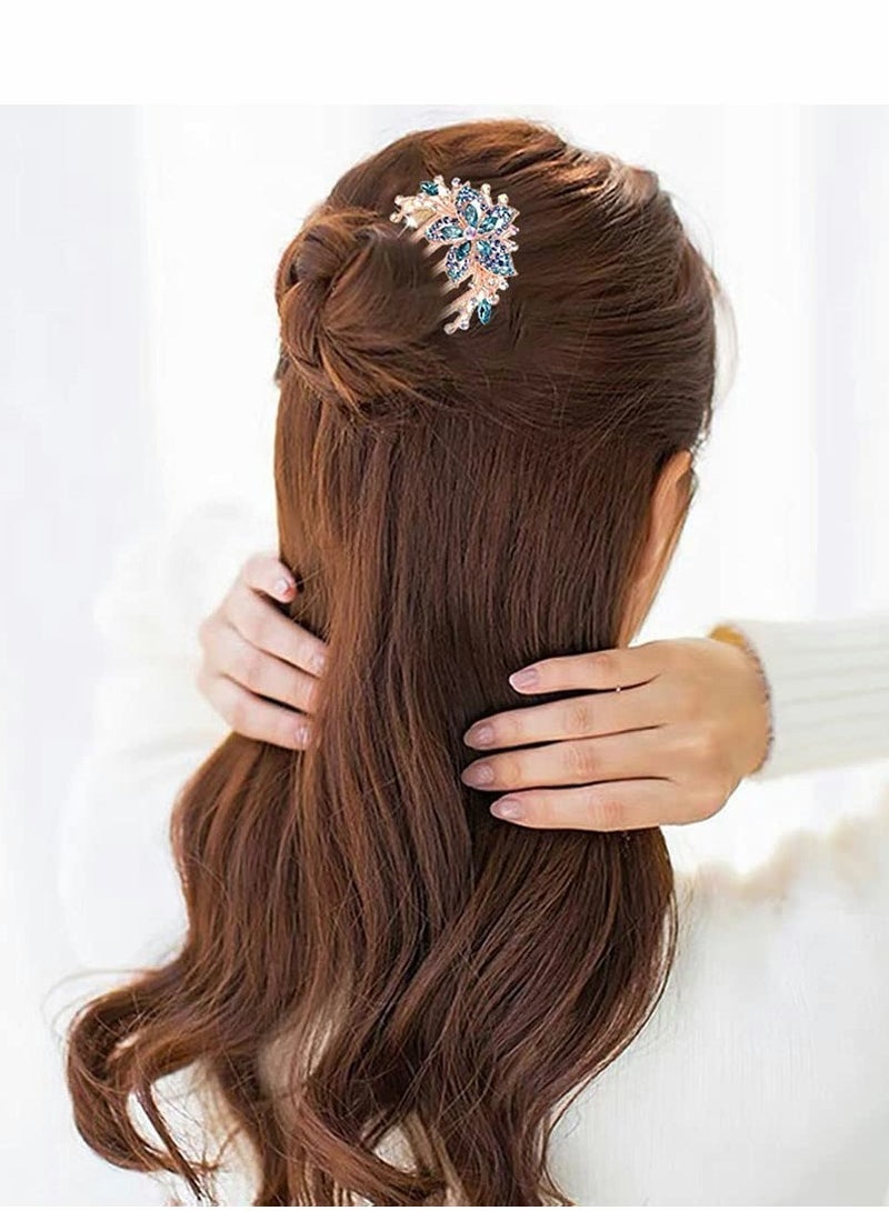 KASTWAVE Rhinestone Hair Combs, 4 Pcs Bridal Wedding Flower Floral Hair Combs - Image 3