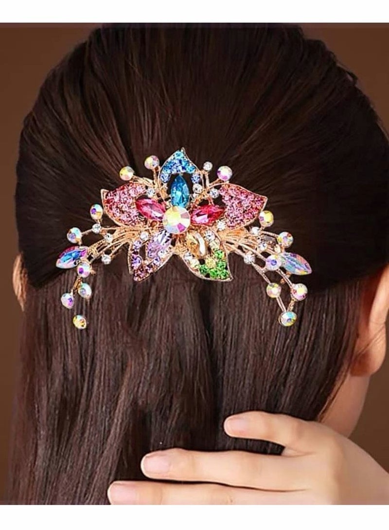 KASTWAVE Rhinestone Hair Combs, 4 Pcs Bridal Wedding Flower Floral Hair Combs - Image 2
