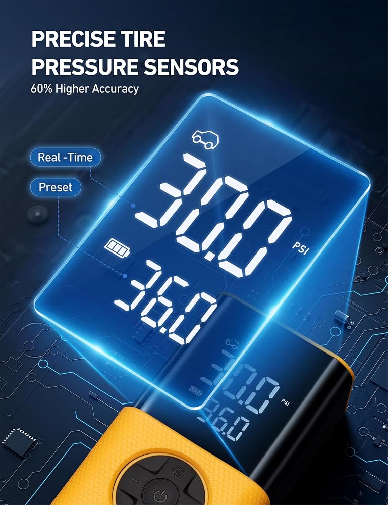 AstroAI Tire Inflator 150 PSI Portable Air Compressor Cordless Air Pump Tyre Inflator with Digital Dual Values Display,Car Tires Pump with LED Lights for Cars, Motorcycles, Bikes, Balls - Image 5