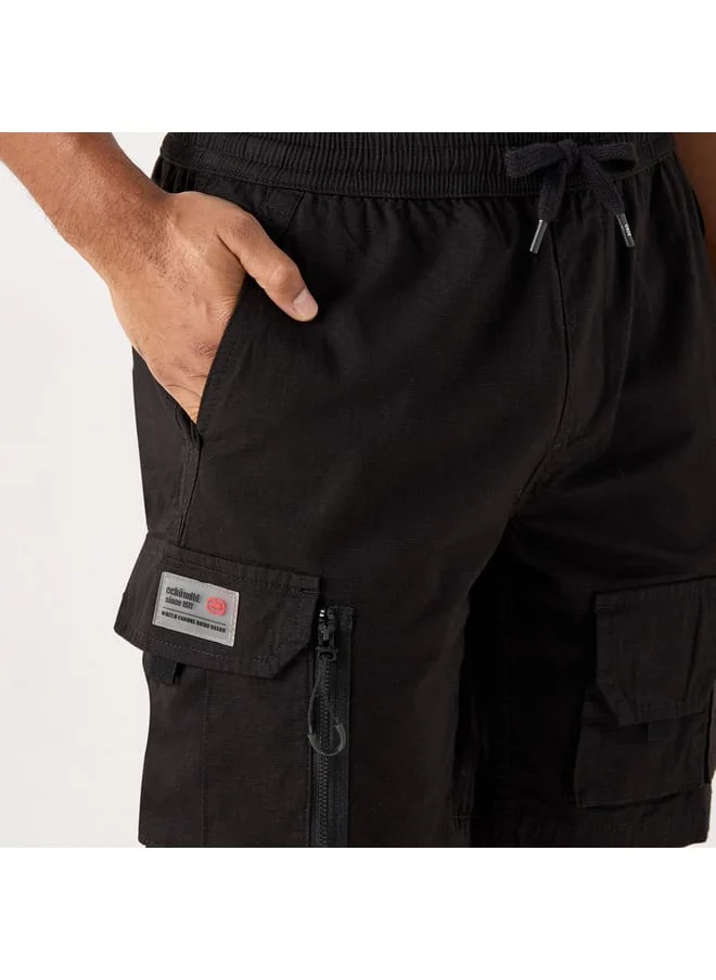 Ecko Unltd. Ecko Unltd Textured Flexi Waist Shorts with Cargo Pockets and Drawstring Closure