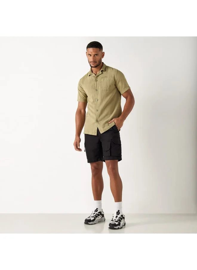 Ecko Unltd. Ecko Unltd Textured Flexi Waist Shorts with Cargo Pockets and Drawstring Closure