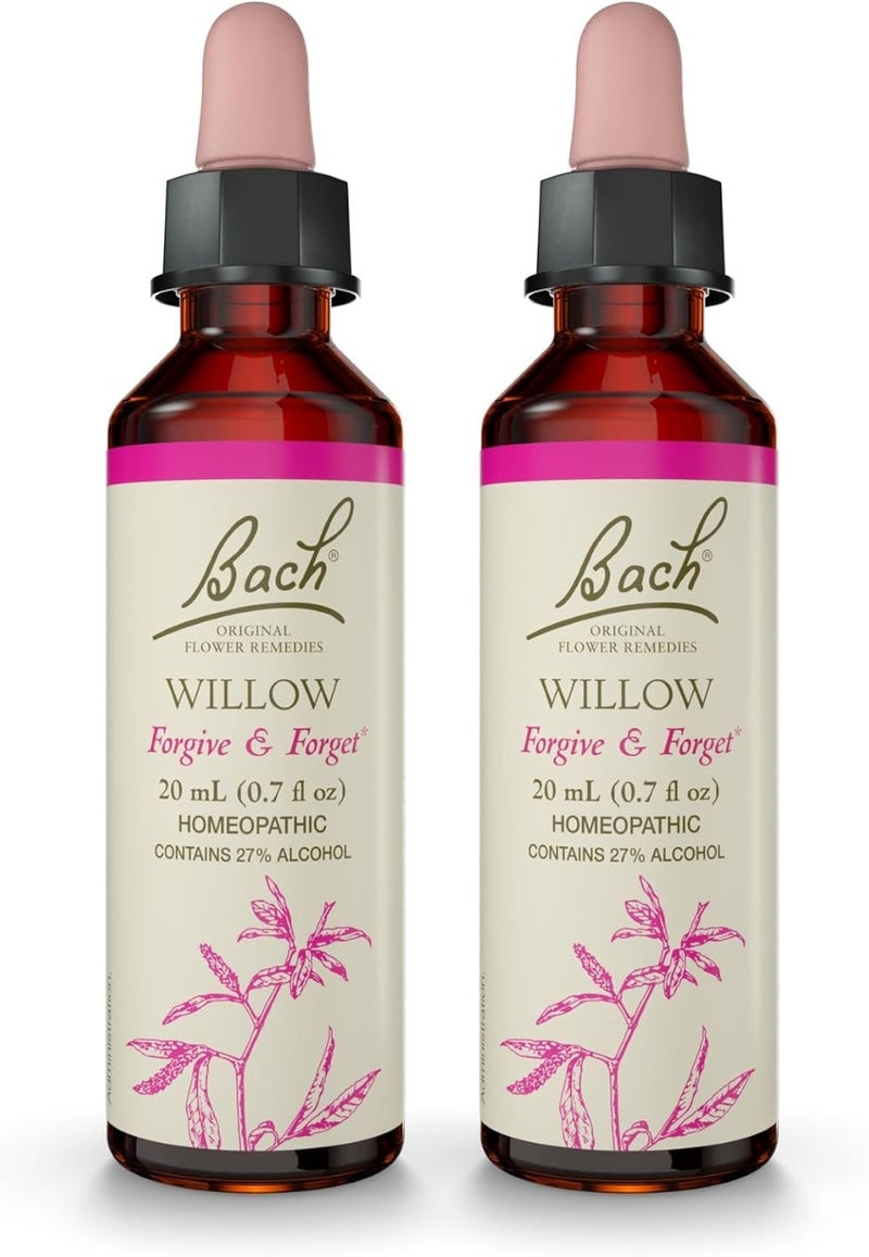 Bach Bach Original Flower Remedies, Willow - 20mL Dropper, Pack of 2 - Forgive & Forget - Natural Homeopathic Flower Essence for Emotional Balance - Vegan, Gluten Free, Sugar Free 