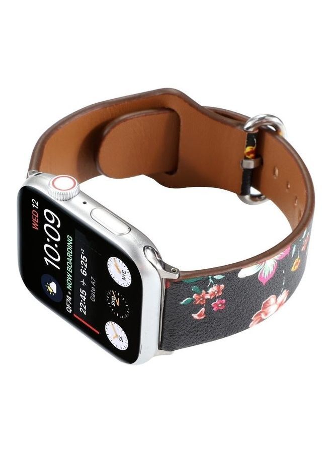 NIBEMINENT Floral Strap Watchband for Apple Watch Series 7/6/SE/5/4/3/2/1 42/44/45mm Black/Red - Image 3