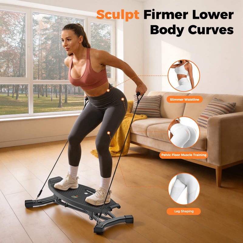 BODYWAKER Balance Board for Full Body Workout, Wobble Board with LCD Monitor & Resistance Bands, 300 lbs Capacity Portable Rocker Board for Home Gym, Cardio, Core & Leg Training (Black) - Image 3