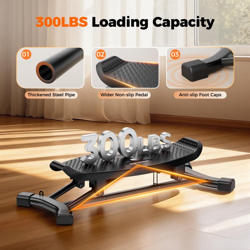 BODYWAKER Balance Board for Full Body Workout, Wobble Board with LCD Monitor & Resistance Bands, 300 lbs Capacity Portable Rocker Board for Home Gym, Cardio, Core & Leg Training (Black) - Image 5