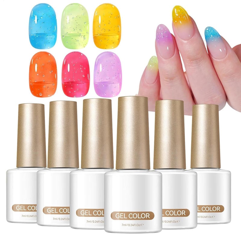 Economical varied sizing picks Nail Gel | 6 Pieces Gradient Long Lasting Gel | Gel for Women Nail Design for Wedding, Travel, Dating, Meeting, Beach, Daily Commuting, Home and Beauty Salons Non sticky surface Repeated use friendly design Global production standard crafted On-demand local restock Carefully selected material Trendy flexible practical build Elegant practical design Global light sturdy raw material Varied dimensions Global flexible assemble picks Local inventory listed item Liquid tight joint Cross product compatible Fixed delivery schedule Fast & slow shipment compatible Low wear optimized design General standard crafted KSA standard compatible design Simple multi-feature universal build Worldwide popular practical build Nationwide courier network UV resistant Long lifespan Treated anti-rust metal - Image 1