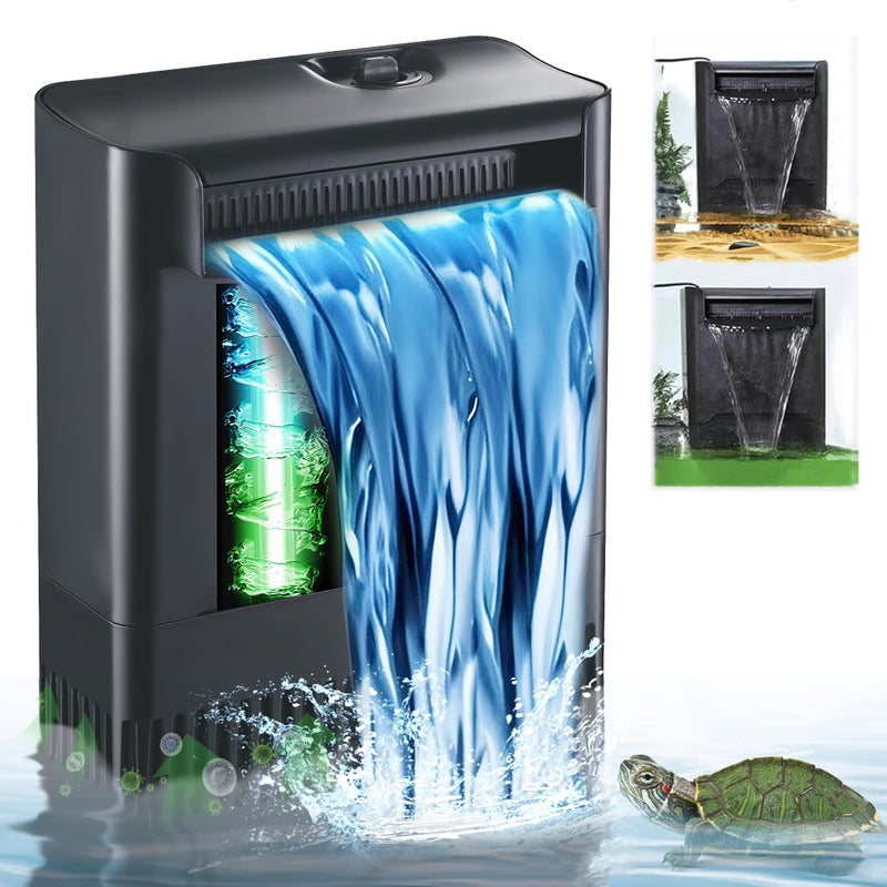 TARARIUM Turtle Tank Filter w UV Light for Large 40150 Gal Tank 4Stage Flow Adjustable Low Water Level Internal Deodorization Green Clean Machine Killing Cloudy Saltwater Freshwater Aquarium Crystal Clear - Image 2