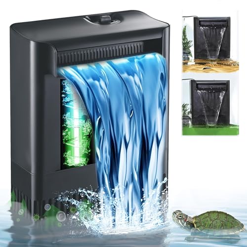TARARIUM Turtle Tank Filter w UV Light for Large 40150 Gal Tank 4Stage Flow Adjustable Low Water Level Internal Deodorization Green Clean Machine Killing Cloudy Saltwater Freshwater Aquarium Crystal Clear - Image 1
