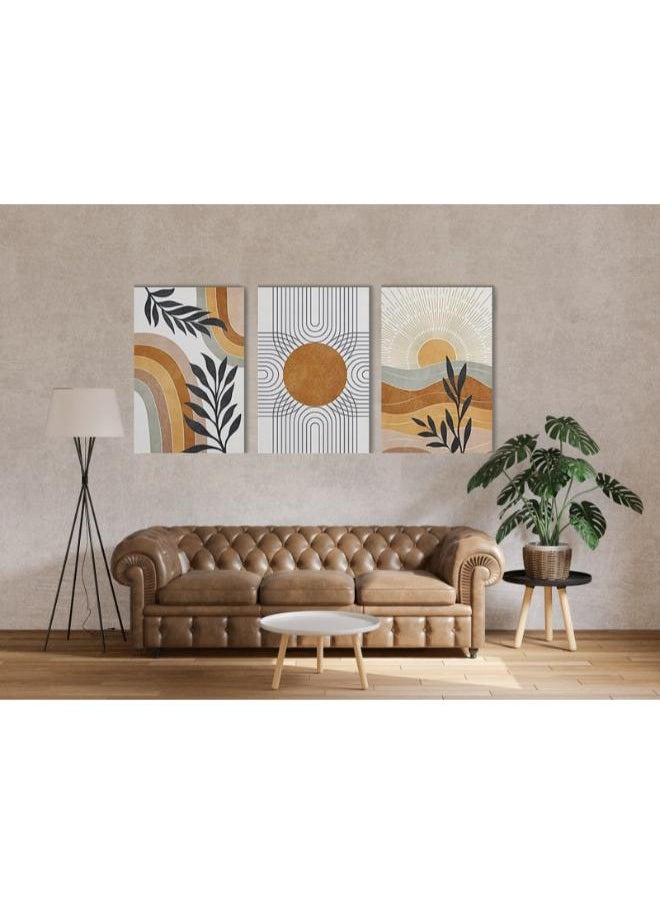 Home Gallery - home gallery set three abstract minimalism geometric art hand drawn Printed Canvas wall art - Image 1