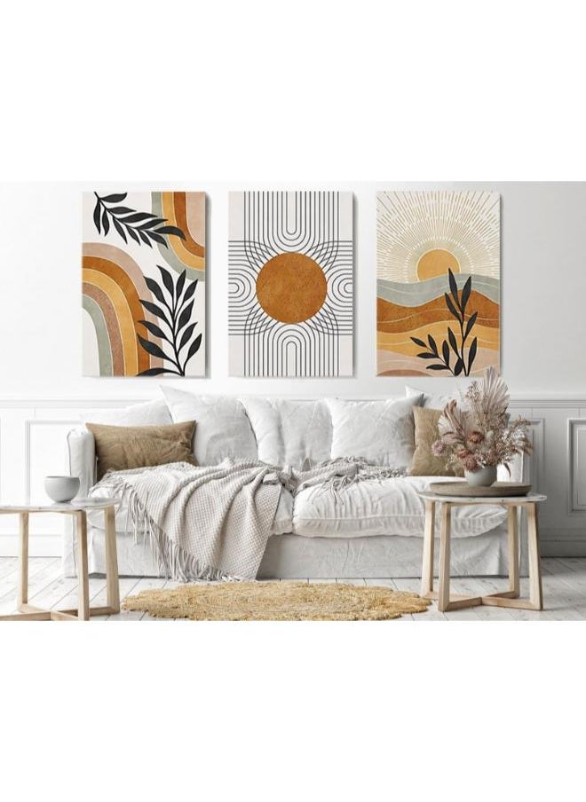 Home Gallery - home gallery set three abstract minimalism geometric art hand drawn Printed Canvas wall art - Image 1