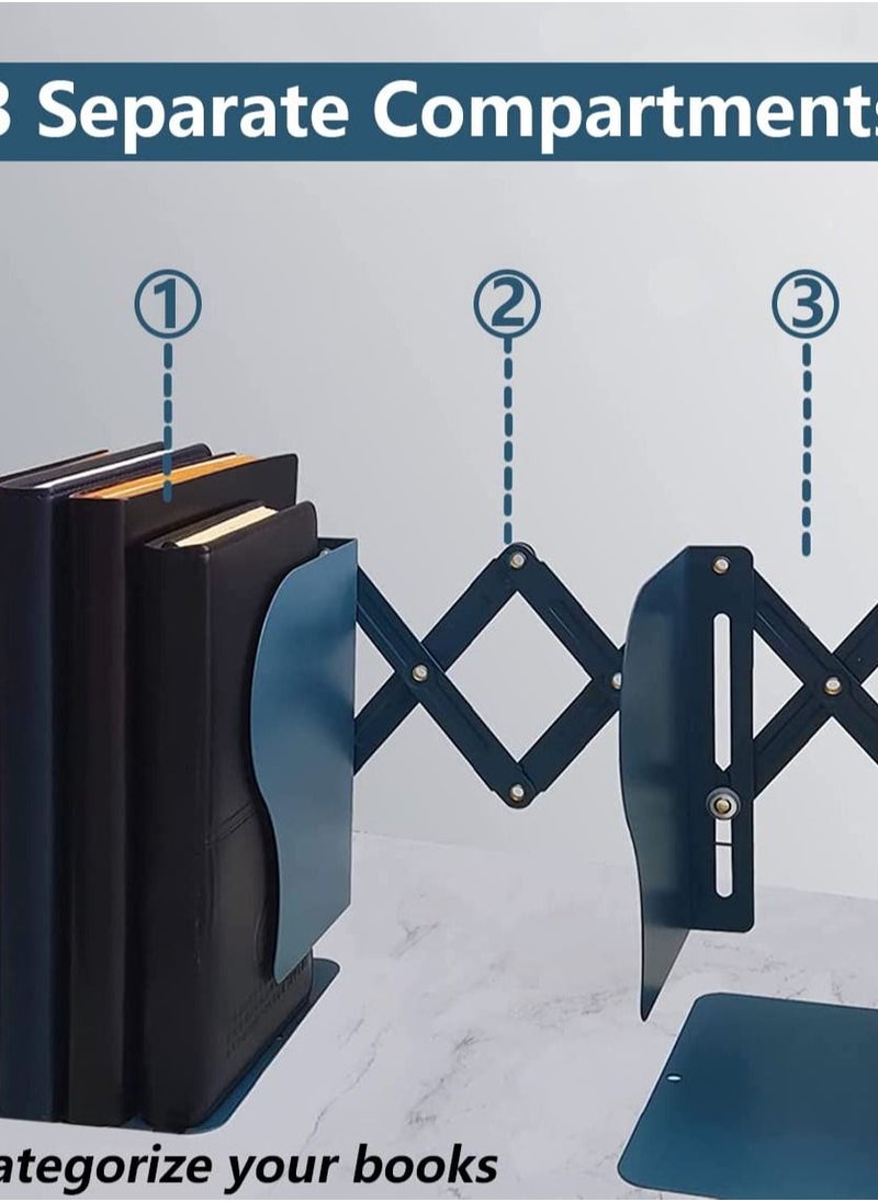 Excefore - Adjustable Metal Bookends - Perfect for Books, Papers, Magazines, Albums,  Office, Classroom, Library - Includes Pen Holder - Extends up to 19 inches - Image 1