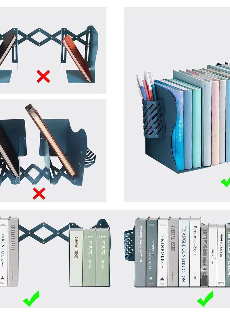 Excefore - Adjustable Metal Bookends - Perfect for Books, Papers, Magazines, Albums,  Office, Classroom, Library - Includes Pen Holder - Extends up to 19 inches - Image 1