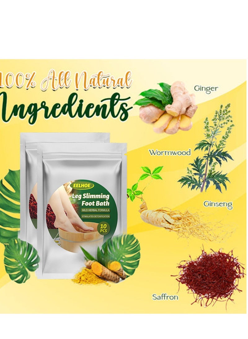 إيلهو حقيبة نقع القدمين، نقع الزنجبيل مع تصريف، استرخاء سبا للعناية بالقدمين، حقيبة نقع القدمين لتخفيف آلام القدم، نقع بالأعشاب الطبيعية (10 قطع) - Image 4