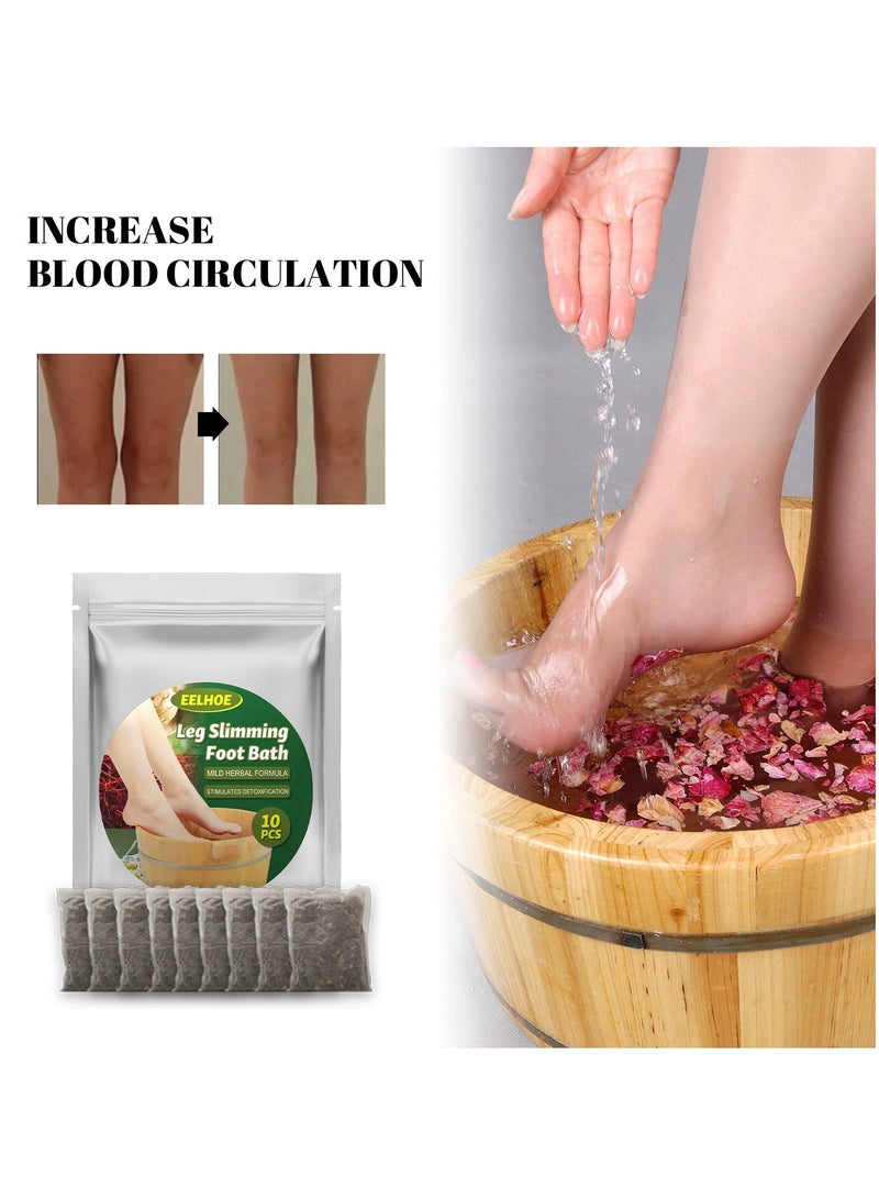إيلهو حقيبة نقع القدمين، نقع الزنجبيل مع تصريف، استرخاء سبا للعناية بالقدمين، حقيبة نقع القدمين لتخفيف آلام القدم، نقع بالأعشاب الطبيعية (10 قطع) - Image 1