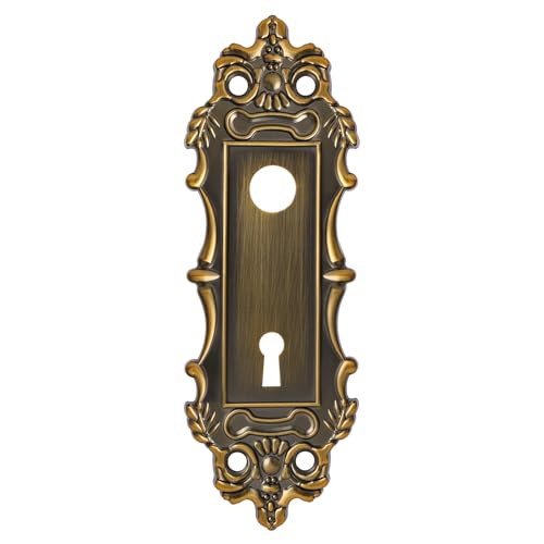 CEYMIO Mortise Lock Door Knob Plate for Interior Doors 2 Pack Antique Brass Door Lock Cover Handle Vintage Old Style Door Knob Conversion Kit - Image 1