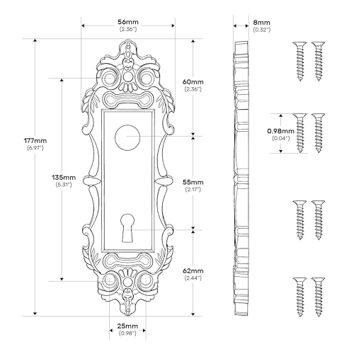 CEYMIO Mortise Lock Door Knob Plate for Interior Doors 2 Pack Antique Brass Door Lock Cover Handle Vintage Old Style Door Knob Conversion Kit - Image 3