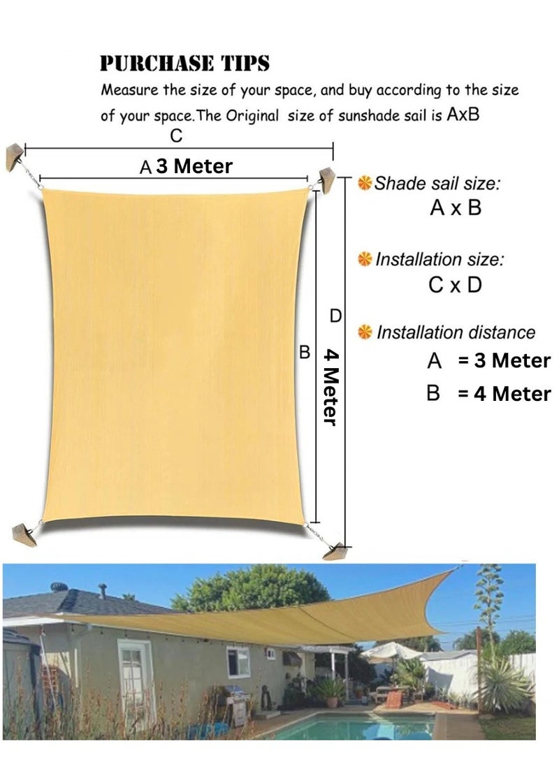 مظلة شمسية مستطيلة الشكل من 𝐅𝐅𝐃 - مظلة خارجية مقاومة للماء، توفر حماية من الأشعة فوق البنفسجية بنسبة 98%، ومقاومة للعفن والبهتان، مثالية للفناء والحديقة وحمام السباحة والشرفة - Image 2