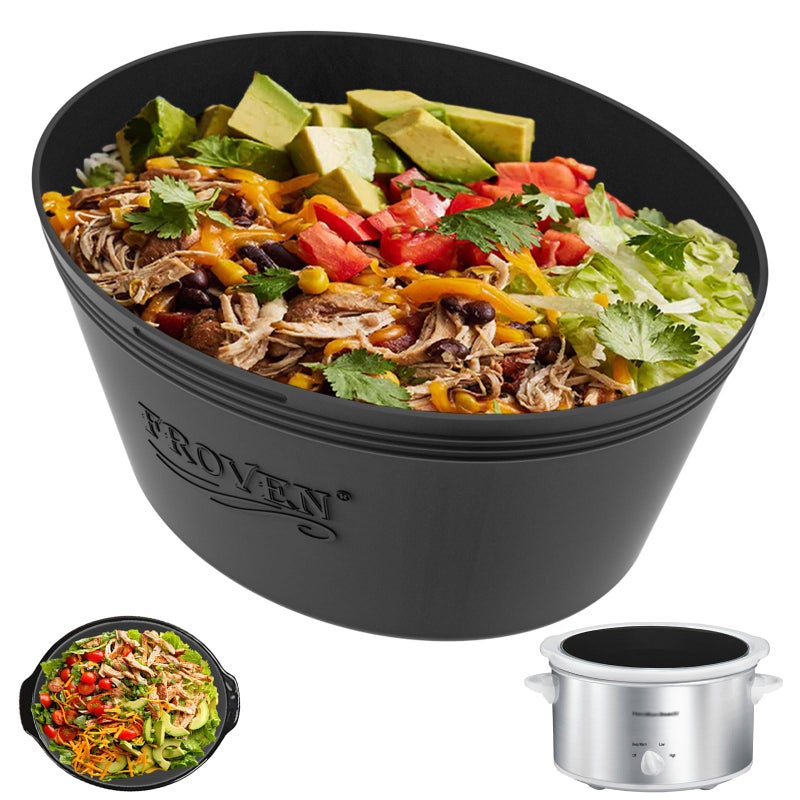 FROVEN 4 Quart Crockpot Liner Silicone Slow Cooker Liner Compatible with Crock Pot Hamilton Beach and most 4QT Oval Cookers Reusable Dishwasher Safe NonStick verify basket size before purchase