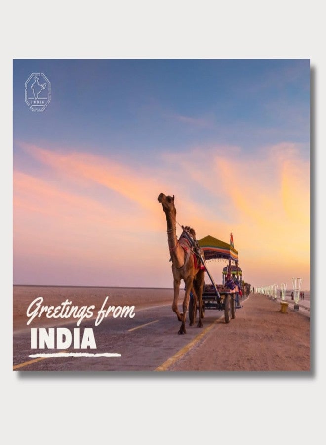 VERYFIRSTTALE India Postcards - Camel (Rann of Kutch) | Greetings from India | Pack of 5 | India Postcards | Indian Souveniers | 14 cms x 10.7 cms with FREE Envelopes | Souvenirs of India | Postcards from India - Image 1