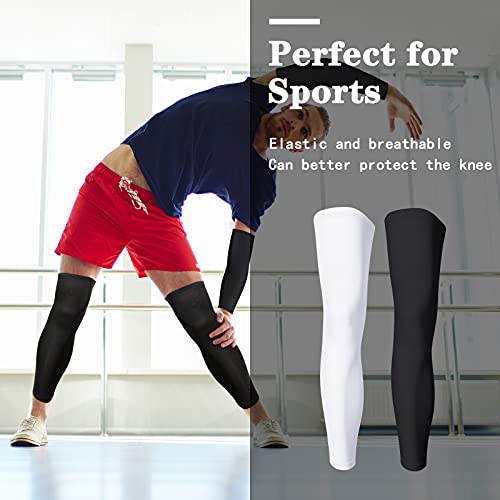 Geyoga 2 Pairs Compression Full Length Leg Sleeve Arm Sleeve for Men Women, Football (Black, White, Large) - Image 2