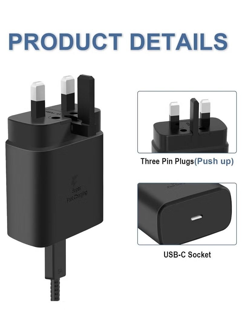 Generic - 45W Super Fast Charger for Samsung,Gcstnn USB C Plug for Galaxy S25 Ultra/S25+/S25/S24 Ultra/S24/S22/S21/A15,A55,Z Fold 6,Z Flip 6,Tab S9,Google Pixel 9,PPS Fsat Charger 2.0 with 6.6ft 5A Type-C Cable - Image 1