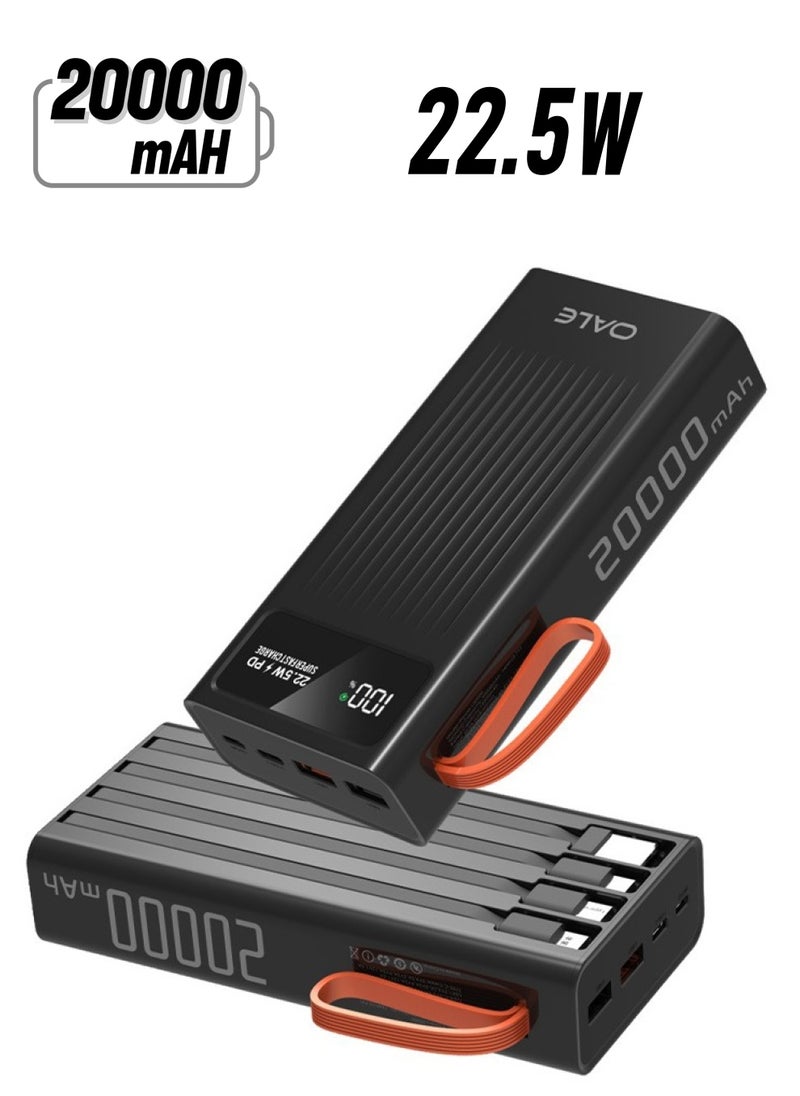 OALE - ipower L20000 Power Bank with 4 Built-in Cables, 20000mAh Lithium Polymer Battery with LED Power Indicator and Built-in Smart Overcharge Prevention System, 22.5W Fast Charging - Image 1