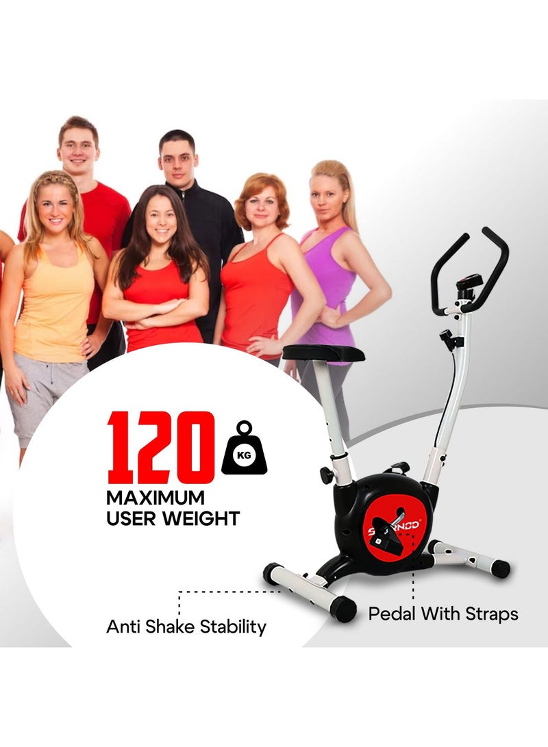 Sparnod Fitness SUB-49 Upright Exercise Bike for Home Gym - LCD Display, Height Adjustable Seat, Compact Design - Perfect Cardio Exercise Cycle Machine for Small Spaces - Image 4