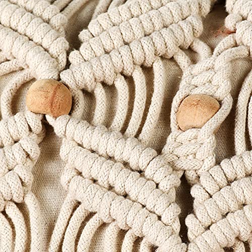 SASHAA WORLD Natural Macrame Throw Pillow Cushion Cover with Beads, Decorative Cushion Cover for Couch, Sofa, Bed or Chair(18X18 inch, Natural with Beads) - Image 2