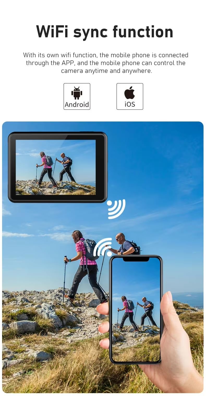 Cubonic 6K Dual Display Sports Waterproof 30m Camera| 50MP Ultra HD Photo |Touchscreen|170° Wide Angle Lens | EIS Stabilization | WiFi Connectivity | Remote | Upto 128GB SD Card Support Vlogging - Image 3