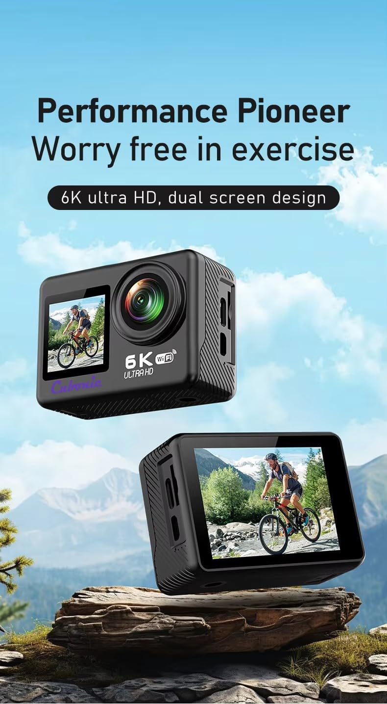 Cubonic 6K Dual Display Sports Waterproof 30m Camera| 50MP Ultra HD Photo |Touchscreen|170° Wide Angle Lens | EIS Stabilization | WiFi Connectivity | Remote | Upto 128GB SD Card Support Vlogging - Image 4