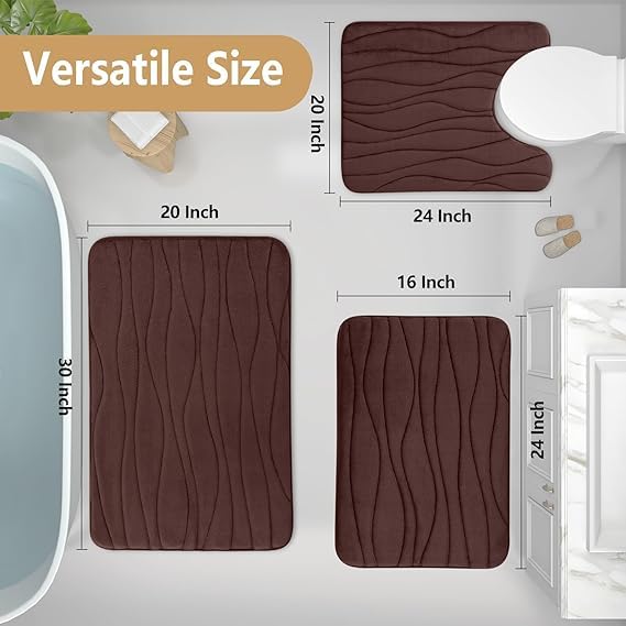 Buganda Nonslip Bathroom Bath Mats, 2 Pieces Bath Rugs Set, Stylish Doormat Water Absorbent, Fast Dry, Soft and Comfortable Stylish Bathmat/Doormat (Brown, 20x24 + 20x32 Inch) - Image 2
