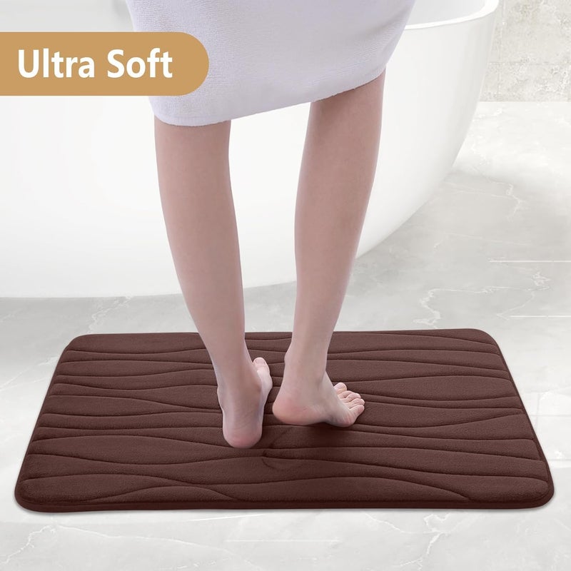Buganda Nonslip Bathroom Bath Mats, 2 Pieces Bath Rugs Set, Stylish Doormat Water Absorbent, Fast Dry, Soft and Comfortable Stylish Bathmat/Doormat (Brown, 20x24 + 20x32 Inch) - Image 4