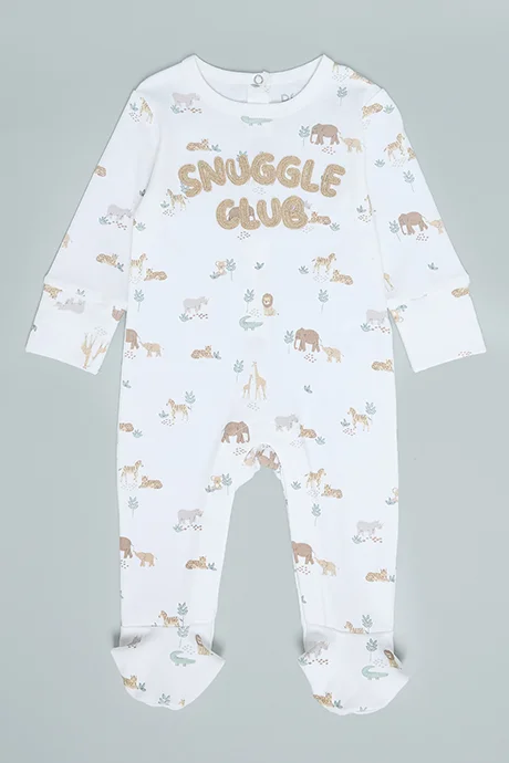R&B Printed Footed Sleepsuit with Long Sleeves