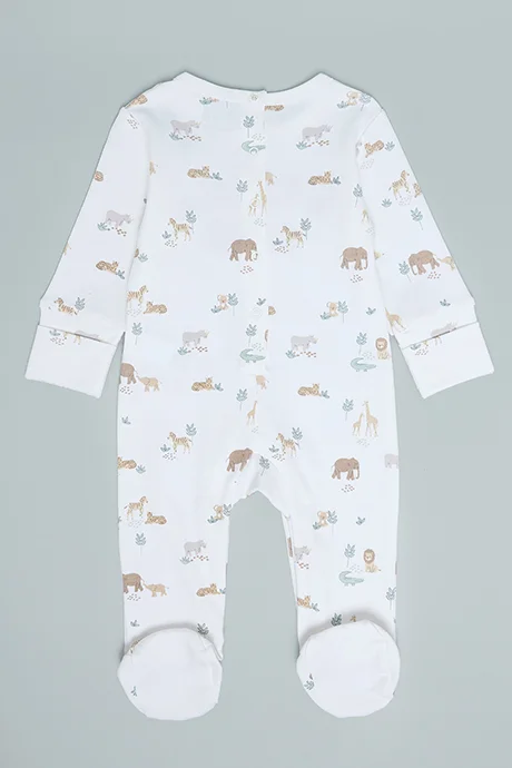 R&B Printed Footed Sleepsuit with Long Sleeves